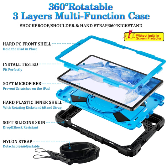 For Samsung Galaxy Tab S8 / Tab S7 Contrast Color Robot Silicone + PC Tablet Case(Black+Blue) by bashfashion