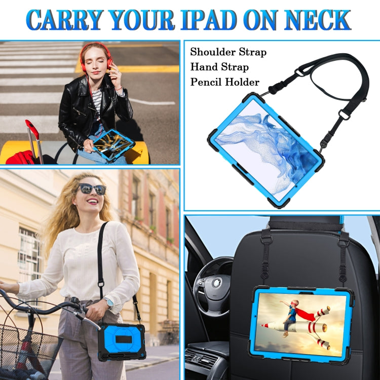 For Samsung Galaxy Tab S8 / Tab S7 Contrast Color Robot Silicone + PC Tablet Case(Black+Blue) by bashfashion