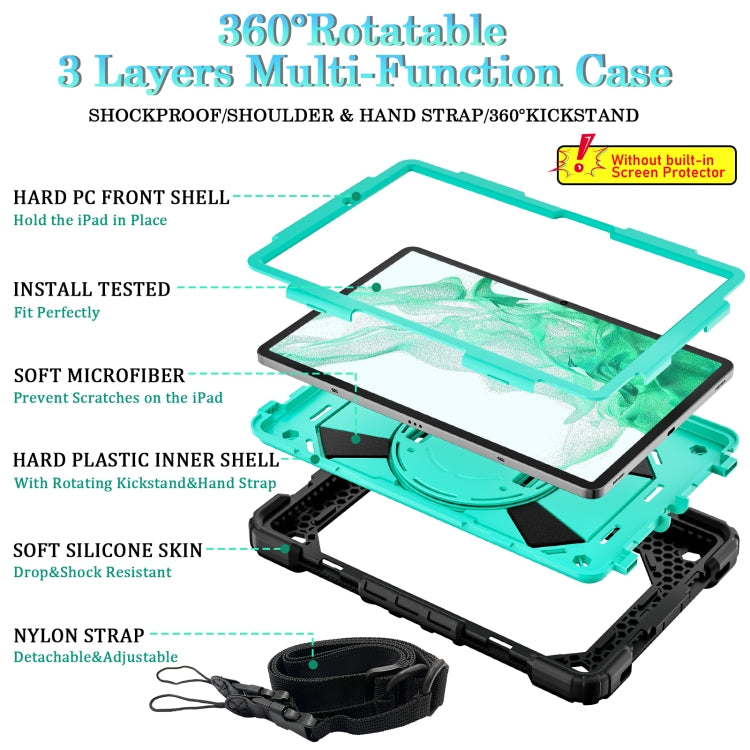 For Samsung Galaxy Tab S8 / Tab S7 Contrast Color Robot Silicone + PC Tablet Case(Black+Aqua) by bashfashion