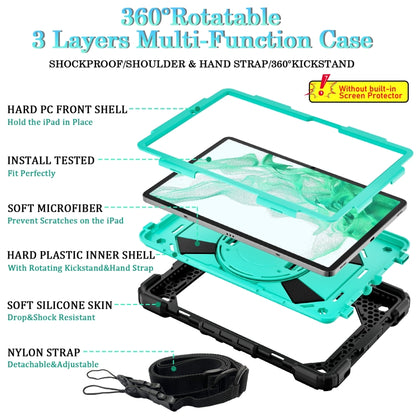 For Samsung Galaxy Tab S8 / Tab S7 Contrast Color Robot Silicone + PC Tablet Case(Black+Aqua) by bashfashion