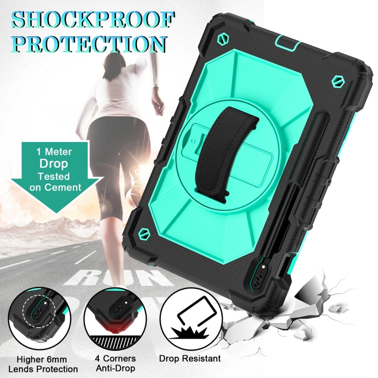 For Samsung Galaxy Tab S8 / Tab S7 Contrast Color Robot Silicone + PC Tablet Case(Black+Aqua) by bashfashion