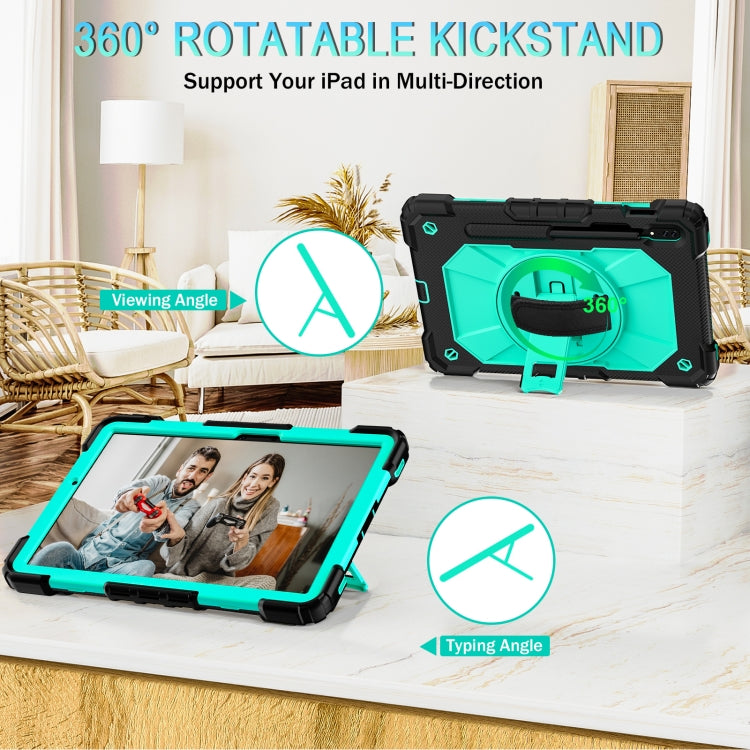 For Samsung Galaxy Tab S8 / Tab S7 Contrast Color Robot Silicone + PC Tablet Case(Black+Aqua) by bashfashion