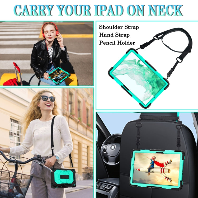 For Samsung Galaxy Tab S8 / Tab S7 Contrast Color Robot Silicone + PC Tablet Case(Black+Aqua) by bashfashion