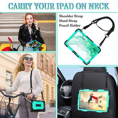 For Samsung Galaxy Tab S8 / Tab S7 Contrast Color Robot Silicone + PC Tablet Case(Black+Aqua) by bashfashion