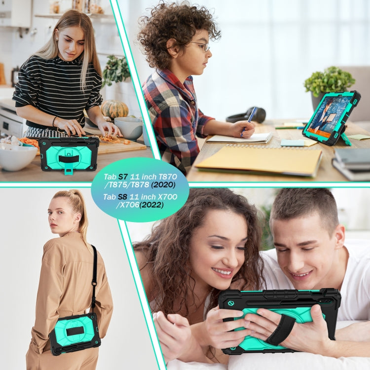 For Samsung Galaxy Tab S8 / Tab S7 Contrast Color Robot Silicone + PC Tablet Case(Black+Aqua) by bashfashion