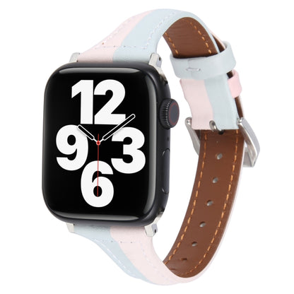 Genuine Leather Watch Band For Apple Watch Series 9&8&7 41mm / SE 3&SE 2&6&SE&5&4 40mm / 3&2&1 38mm(Pink Blue) by bashfashion