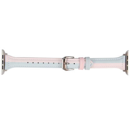 Genuine Leather Watch Band For Apple Watch Series 9&8&7 41mm / SE 3&SE 2&6&SE&5&4 40mm / 3&2&1 38mm(Pink Blue) by bashfashion