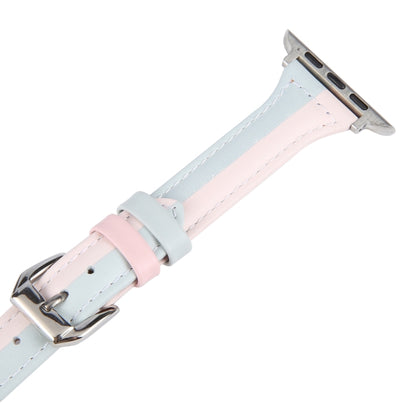 Genuine Leather Watch Band For Apple Watch Series 9&8&7 41mm / SE 3&SE 2&6&SE&5&4 40mm / 3&2&1 38mm(Pink Blue) by bashfashion