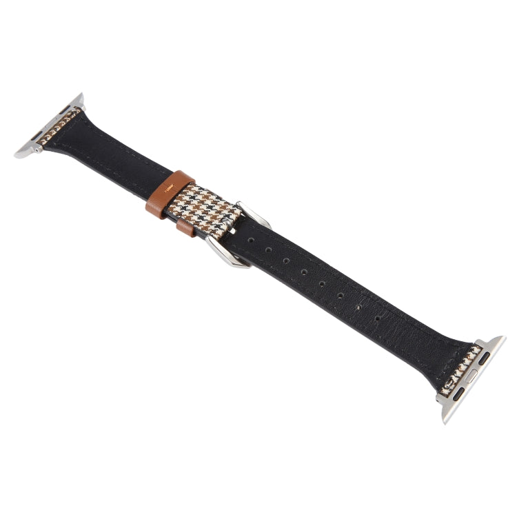 Genuine Leather Watch Band For Apple Watch Series 9&8&7 41mm / SE 3&SE 2&6&SE&5&4 40mm / 3&2&1 38mm(Houndstooth) by bashfashion