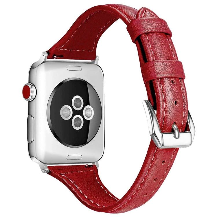 Genuine Leather Watch Band For Apple Watch Series 8&7 41mm / SE 2&6&SE&5&4 40mm / 3&2&1 38mm(Red) by bashfashion