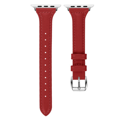 Genuine Leather Watch Band For Apple Watch Series 8&7 41mm / SE 2&6&SE&5&4 40mm / 3&2&1 38mm(Red) by bashfashion