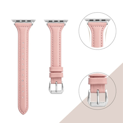 Genuine Leather Watch Band For Apple Watch Series 8&7 41mm / SE 2&6&SE&5&4 40mm / 3&2&1 38mm(Rose Pink) by bashfashion