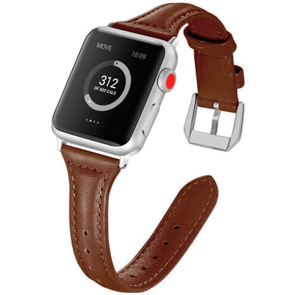 Genuine Leather Watch Band For Apple Watch Series 8&7 41mm / SE 2&6&SE&5&4 40mm / 3&2&1 38mm(Brown) by bashfashion