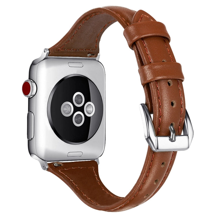 Genuine Leather Watch Band For Apple Watch Series 8&7 41mm / SE 2&6&SE&5&4 40mm / 3&2&1 38mm(Brown) by bashfashion