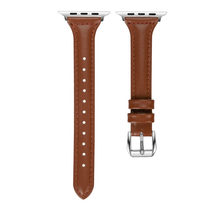 Genuine Leather Watch Band For Apple Watch Series 8&7 41mm / SE 2&6&SE&5&4 40mm / 3&2&1 38mm(Brown) by bashfashion