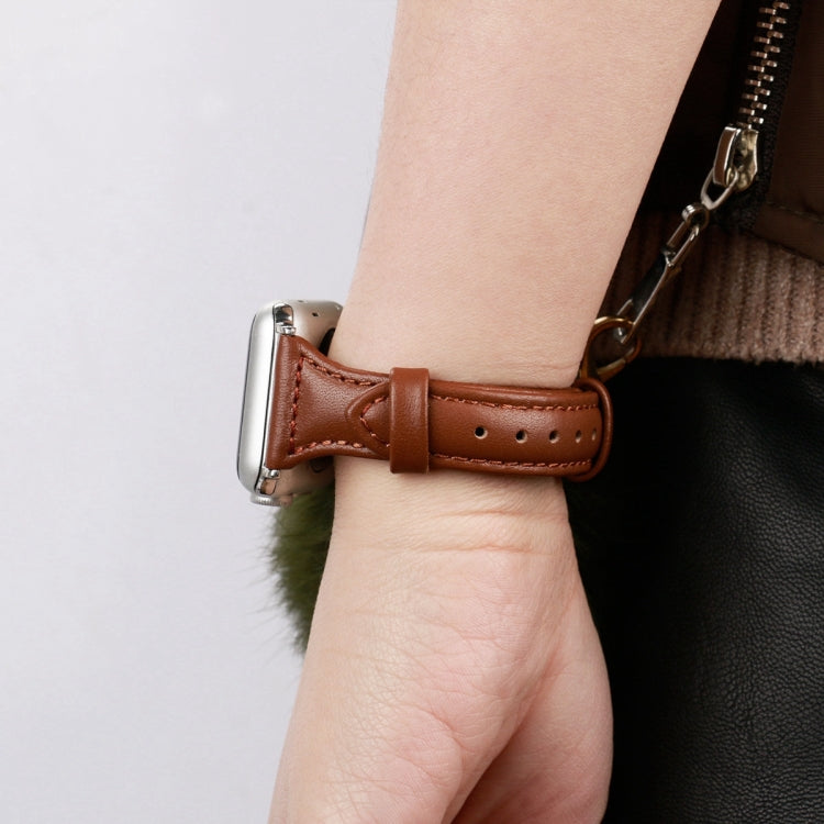 Genuine Leather Watch Band For Apple Watch Series 8&7 41mm / SE 2&6&SE&5&4 40mm / 3&2&1 38mm(Brown) by bashfashion