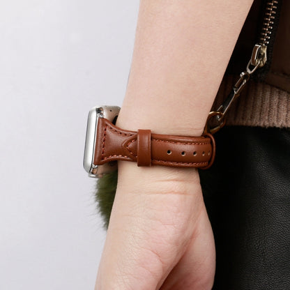 Genuine Leather Watch Band For Apple Watch Series 8&7 41mm / SE 2&6&SE&5&4 40mm / 3&2&1 38mm(Brown) by bashfashion