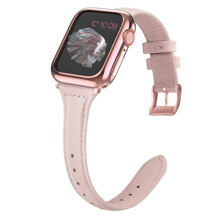 Genuine Leather Watch Band For Apple Watch Series 8&7 41mm / SE 2&6&SE&5&4 40mm / 3&2&1 38mm(Pink) by bashfashion