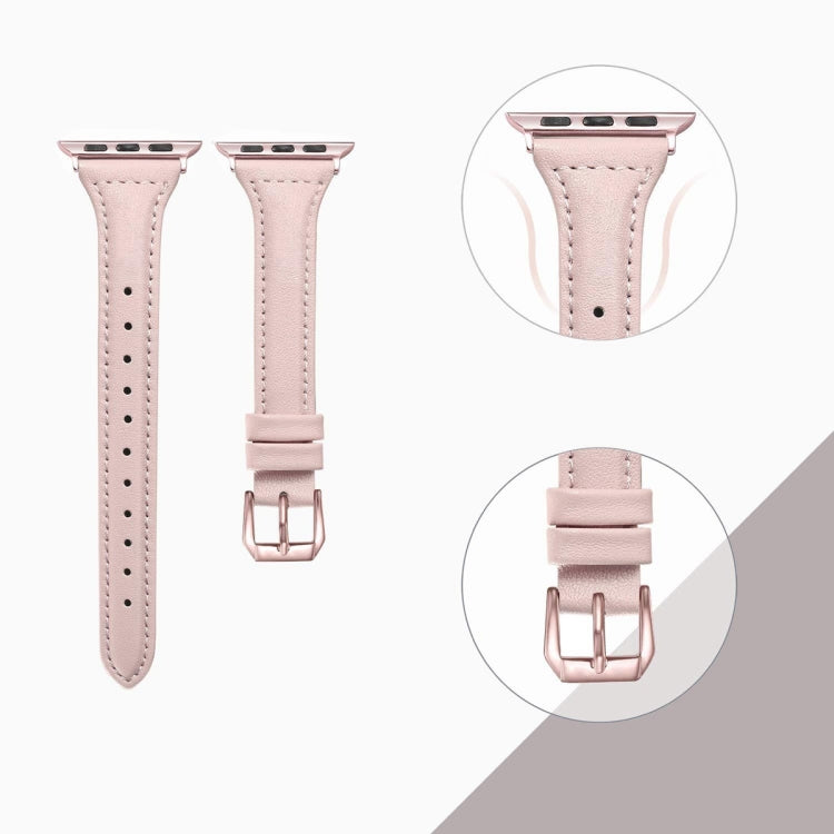 Genuine Leather Watch Band For Apple Watch Series 8&7 41mm / SE 2&6&SE&5&4 40mm / 3&2&1 38mm(Pink) by bashfashion