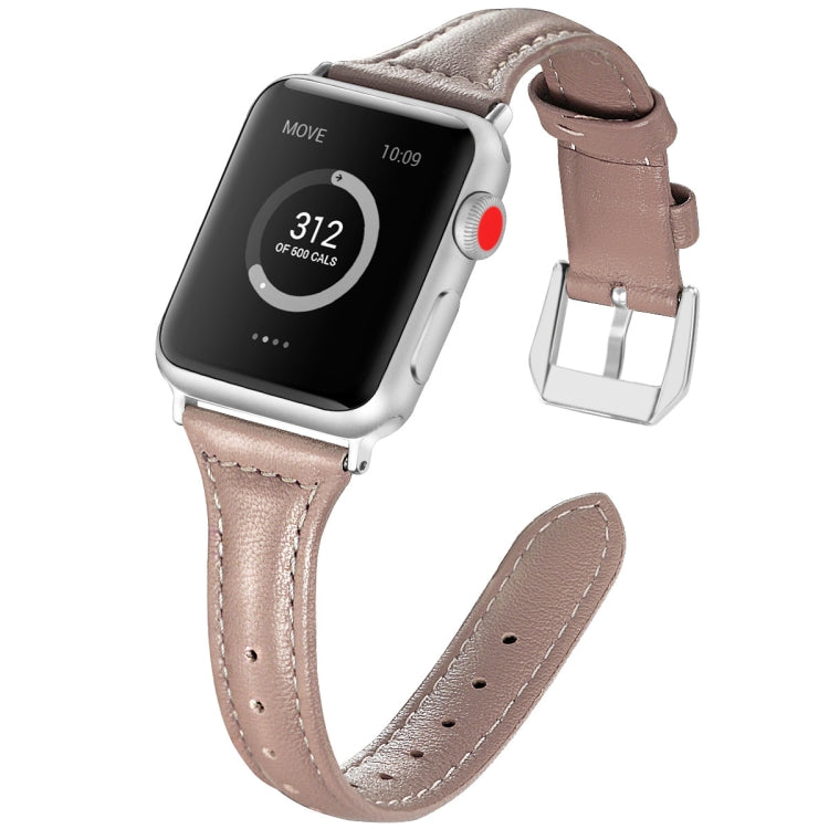 Genuine Leather Watch Band For Apple Watch Series 8&7 41mm / SE 2&6&SE&5&4 40mm / 3&2&1 38mm(Grey) by bashfashion