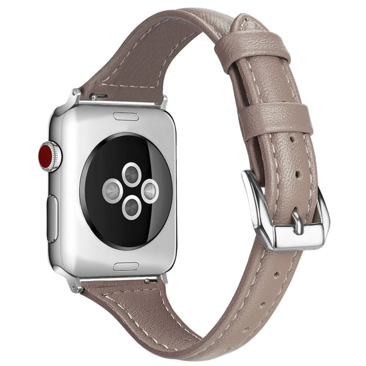 Genuine Leather Watch Band For Apple Watch Series 8&7 41mm / SE 2&6&SE&5&4 40mm / 3&2&1 38mm(Grey) by bashfashion