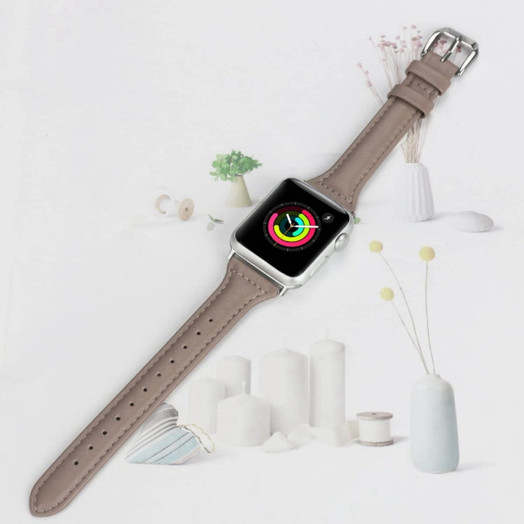 Genuine Leather Watch Band For Apple Watch Series 8&7 41mm / SE 2&6&SE&5&4 40mm / 3&2&1 38mm(Grey) by bashfashion