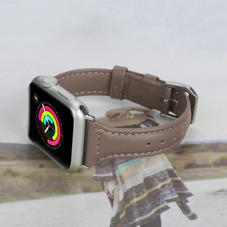 Genuine Leather Watch Band For Apple Watch Series 8&7 41mm / SE 2&6&SE&5&4 40mm / 3&2&1 38mm(Grey) by bashfashion