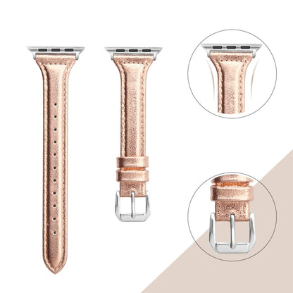 Genuine Leather Watch Band For Apple Watch Series 8&7 41mm / SE 2&6&SE&5&4 40mm / 3&2&1 38mm(Rose Gold) by bashfashion