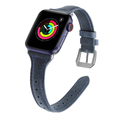 Genuine Leather Watch Band For Apple Watch Series 9&8&7 41mm / SE 3&SE 2&6&SE&5&4 40mm / 3&2&1 38mm(Cyanine Wax Leather) by bashfashion