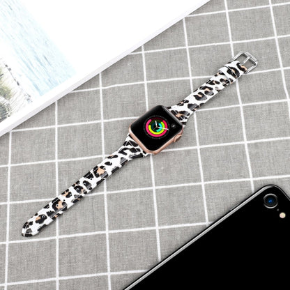 Genuine Leather Watch Band For Apple Watch Series 9&8&7 41mm / SE 3&SE 2&6&SE&5&4 40mm / 3&2&1 38mm(Yellow Leopard Print) by bashfashion