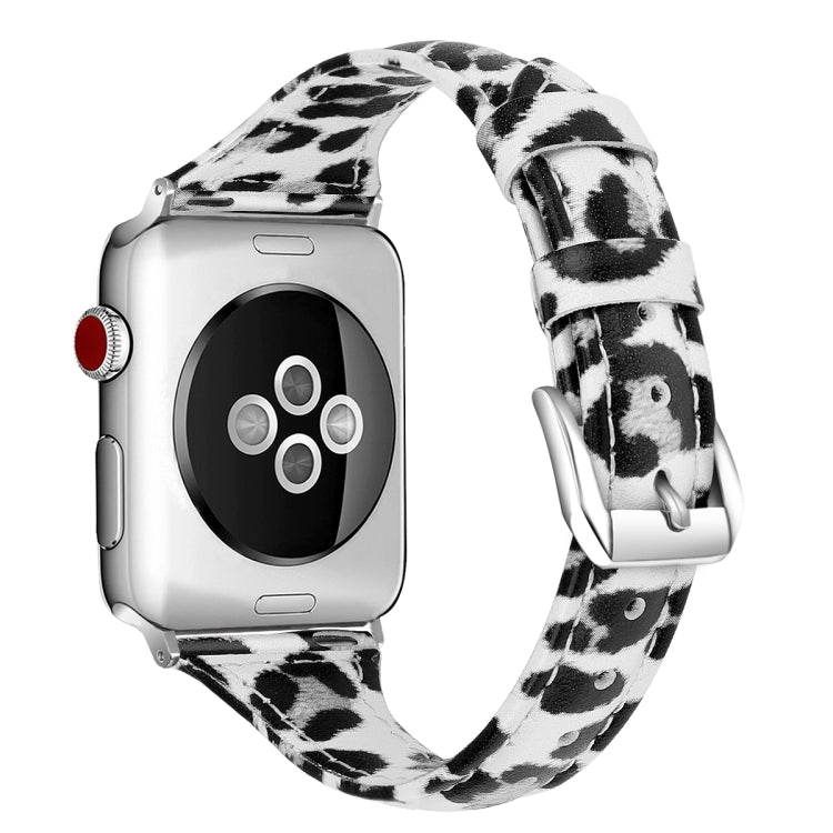 Genuine Leather Watch Band For Apple Watch Series 9&8&7 41mm / SE 3&SE 2&6&SE&5&4 40mm / 3&2&1 38mm(Grey Leopard Print) by bashfashion