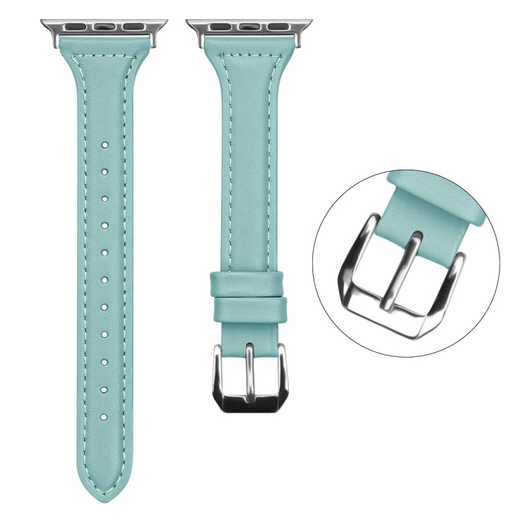 Genuine Leather Watch Band For Apple Watch Series 9&8&7 41mm / SE 3&SE 2&6&SE&5&4 40mm / 3&2&1 38mm(Light Blue) by bashfashion