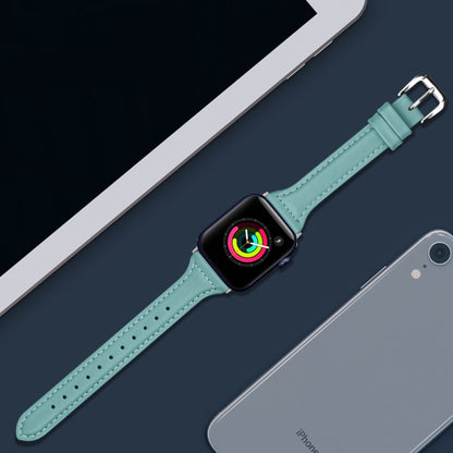 Genuine Leather Watch Band For Apple Watch Series 9&8&7 41mm / SE 3&SE 2&6&SE&5&4 40mm / 3&2&1 38mm(Light Blue) by bashfashion