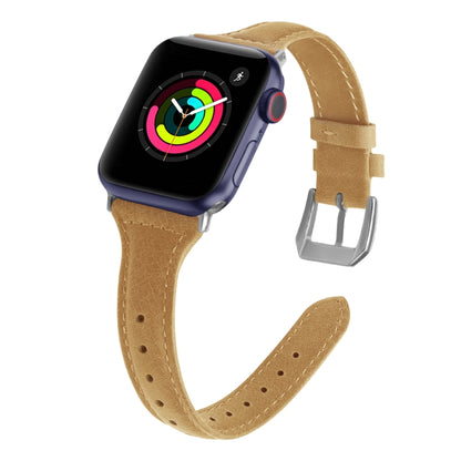 Genuine Leather Watch Band For Apple Watch Series 9&8&7 41mm / SE 3&SE 2&6&SE&5&4 40mm / 3&2&1 38mm(Light Brown Wax Leather) by bashfashion