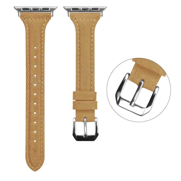 Genuine Leather Watch Band For Apple Watch Series 9&8&7 41mm / SE 3&SE 2&6&SE&5&4 40mm / 3&2&1 38mm(Light Brown Wax Leather) by bashfashion