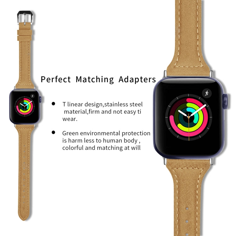Genuine Leather Watch Band For Apple Watch Series 9&8&7 41mm / SE 3&SE 2&6&SE&5&4 40mm / 3&2&1 38mm(Light Brown Wax Leather) by bashfashion