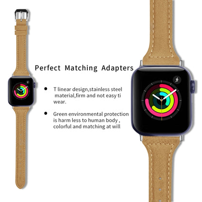 Genuine Leather Watch Band For Apple Watch Series 9&8&7 41mm / SE 3&SE 2&6&SE&5&4 40mm / 3&2&1 38mm(Light Brown Wax Leather) by bashfashion