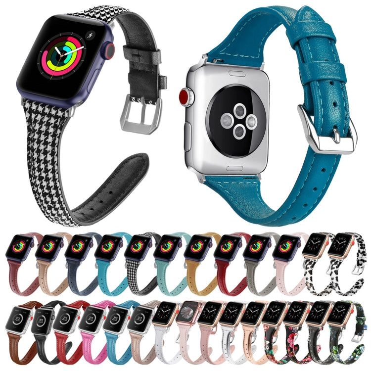 Genuine Leather Watch Band For Apple Watch Series 9&8&7 41mm / SE 3&SE 2&6&SE&5&4 40mm / 3&2&1 38mm(Grey Leopard Print) by bashfashion