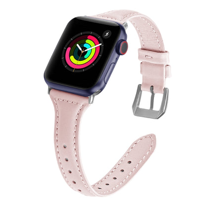 Genuine Leather Watch Band For Apple Watch Ultra 49mm&Watch Ultra 2 49mm / Series 9&8&7 45mm / SE 3&SE 2&6&SE&5&4 44mm / 3&2&1 42mm(Sakura Pink) by bashfashion