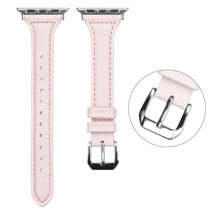 Genuine Leather Watch Band For Apple Watch Ultra 49mm&Watch Ultra 2 49mm / Series 9&8&7 45mm / SE 3&SE 2&6&SE&5&4 44mm / 3&2&1 42mm(Sakura Pink) by bashfashion