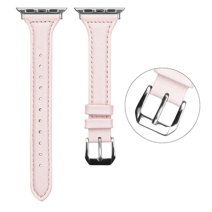 Genuine Leather Watch Band For Apple Watch Ultra 49mm&Watch Ultra 2 49mm / Series 9&8&7 45mm / SE 3&SE 2&6&SE&5&4 44mm / 3&2&1 42mm(Sakura Pink) by bashfashion