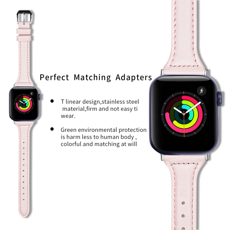 Genuine Leather Watch Band For Apple Watch Ultra 49mm&Watch Ultra 2 49mm / Series 9&8&7 45mm / SE 3&SE 2&6&SE&5&4 44mm / 3&2&1 42mm(Sakura Pink) by bashfashion