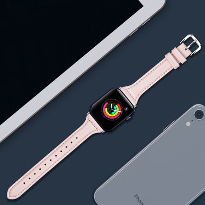 Genuine Leather Watch Band For Apple Watch Ultra 49mm&Watch Ultra 2 49mm / Series 9&8&7 45mm / SE 3&SE 2&6&SE&5&4 44mm / 3&2&1 42mm(Sakura Pink) by bashfashion
