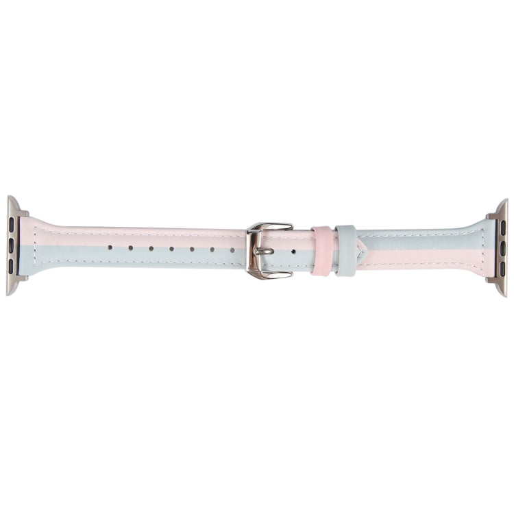 Genuine Leather Watch Band For Apple Watch Ultra 49mm&Watch Ultra 2 49mm / Series 9&8&7 45mm / SE 3&SE 2&6&SE&5&4 44mm / 3&2&1 42mm(Pink Blue) by bashfashion