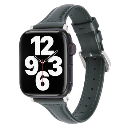 Genuine Leather Watch Band For Apple Watch Ultra 49mm&Watch Ultra 2 49mm / Series 9&8&7 45mm / SE 3&SE 2&6&SE&5&4 44mm / 3&2&1 42mm(Dark Green) by bashfashion