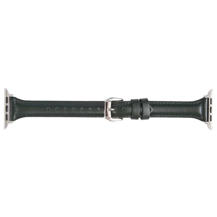 Genuine Leather Watch Band For Apple Watch Ultra 49mm&Watch Ultra 2 49mm / Series 9&8&7 45mm / SE 3&SE 2&6&SE&5&4 44mm / 3&2&1 42mm(Dark Green) by bashfashion