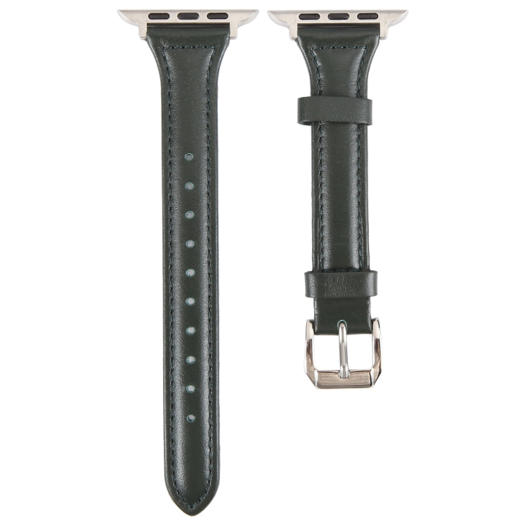 Genuine Leather Watch Band For Apple Watch Ultra 49mm&Watch Ultra 2 49mm / Series 9&8&7 45mm / SE 3&SE 2&6&SE&5&4 44mm / 3&2&1 42mm(Dark Green) by bashfashion