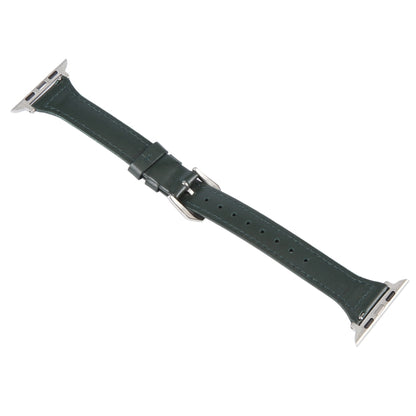 Genuine Leather Watch Band For Apple Watch Ultra 49mm&Watch Ultra 2 49mm / Series 9&8&7 45mm / SE 3&SE 2&6&SE&5&4 44mm / 3&2&1 42mm(Dark Green) by bashfashion