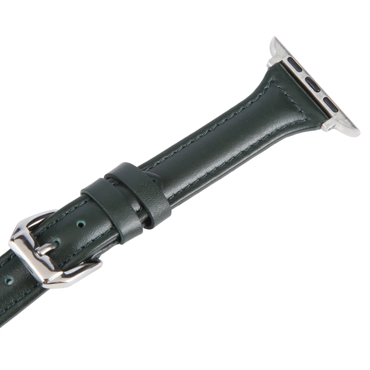 Genuine Leather Watch Band For Apple Watch Ultra 49mm&Watch Ultra 2 49mm / Series 9&8&7 45mm / SE 3&SE 2&6&SE&5&4 44mm / 3&2&1 42mm(Dark Green) by bashfashion