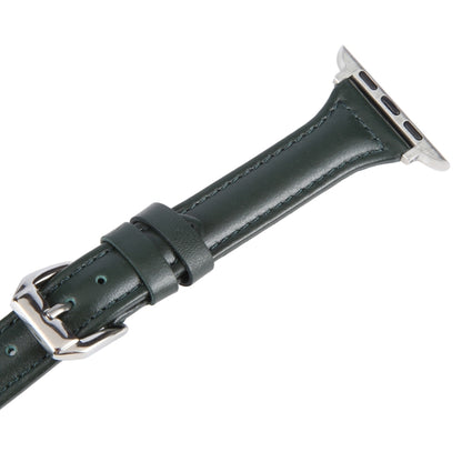 Genuine Leather Watch Band For Apple Watch Ultra 49mm&Watch Ultra 2 49mm / Series 9&8&7 45mm / SE 3&SE 2&6&SE&5&4 44mm / 3&2&1 42mm(Dark Green) by bashfashion